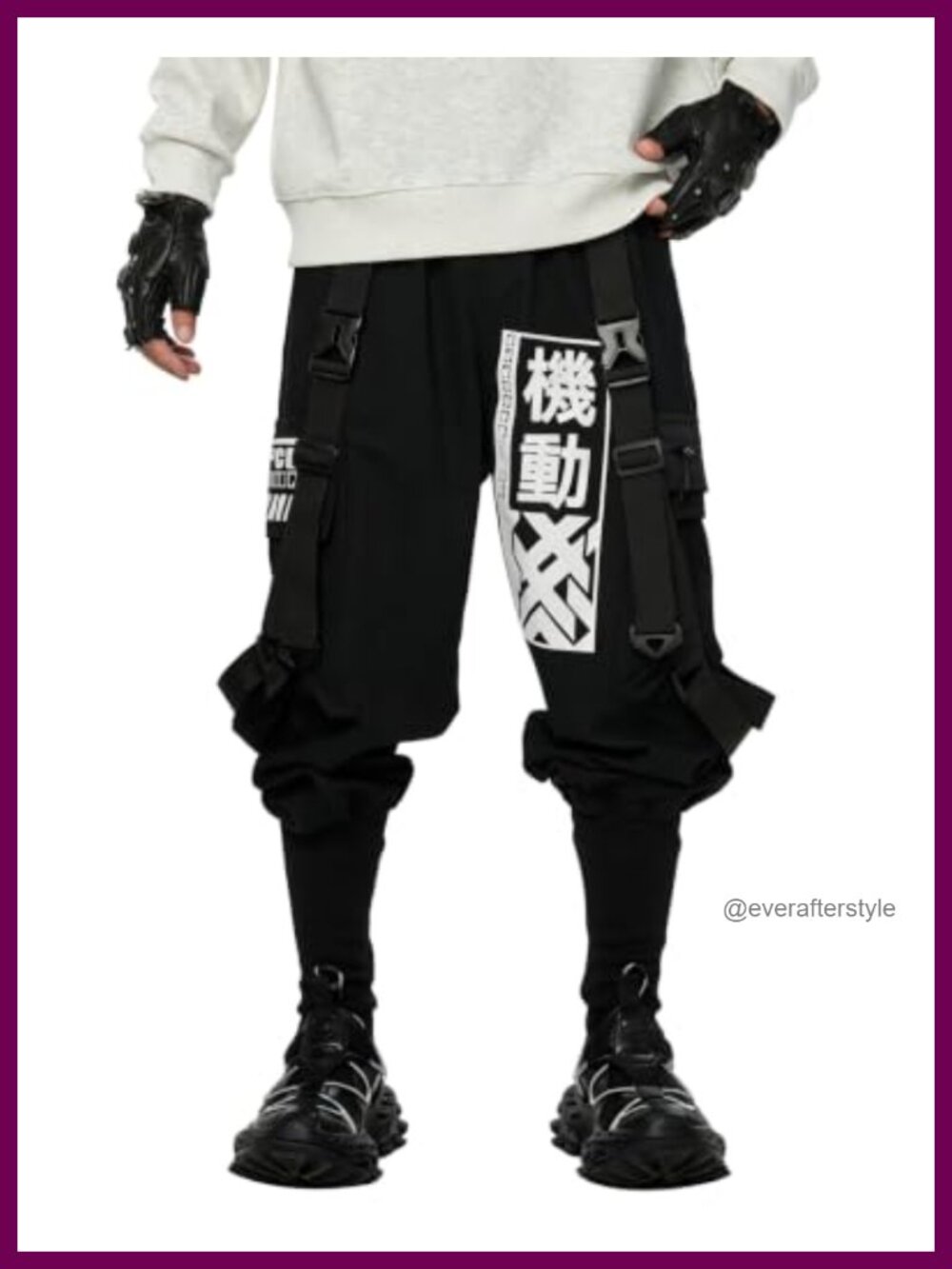 Men's Techwear Cargo Pants Cotton Blend Relaxed Tapered Japanese Streetwear